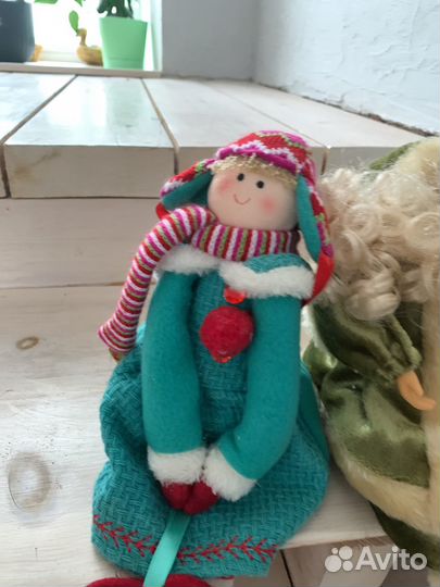 Кукла тильда новогодня и Дед Мороз