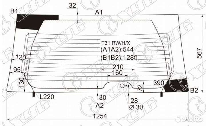 Стекло заднее с обогревом nissan X-trail 07-14