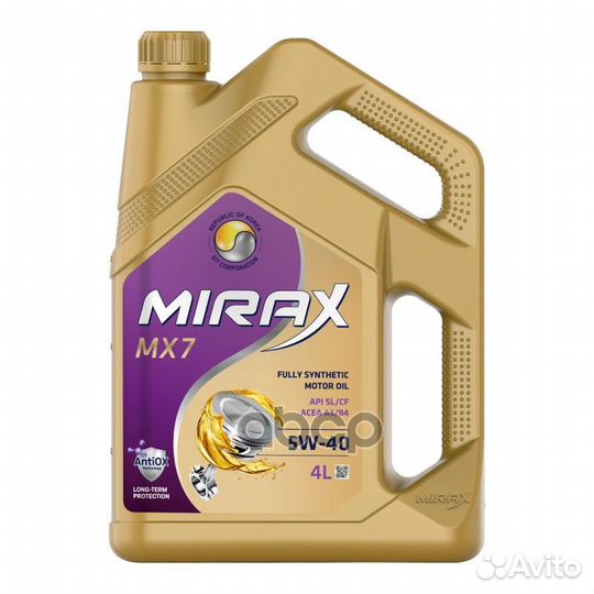 Mirax MX7 SAE 5W-40 acea A3/B4 API SL/CF 4л mirax