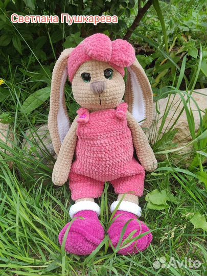 Вязаная Мягкая игрушка заяц