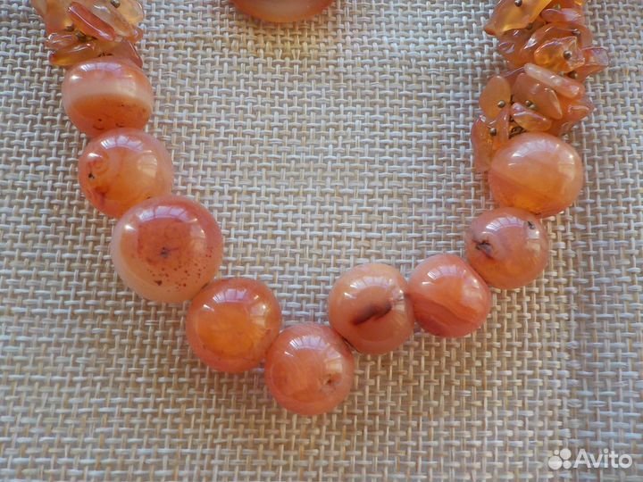 Сердолик колье серьги кольцо Индия 80 г,браслет