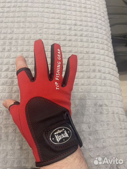 Перчатки спиннингиста Alaskan двухпалые RED/BL 11L