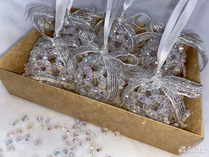 Новогодние шары из бусин ручной работы