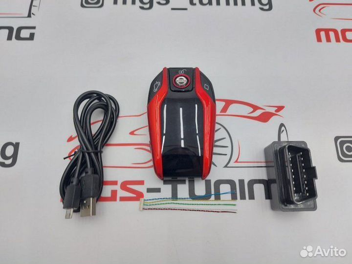 Смарт ключ Ниссан дизайн BMW красный с экраном