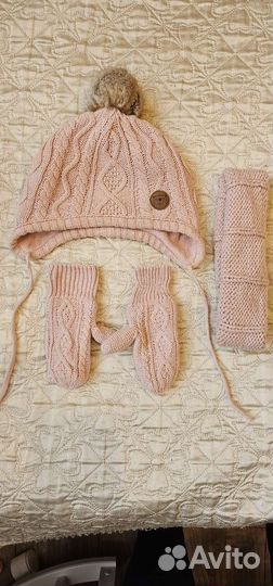 Комплект шапка, шарф, варежки