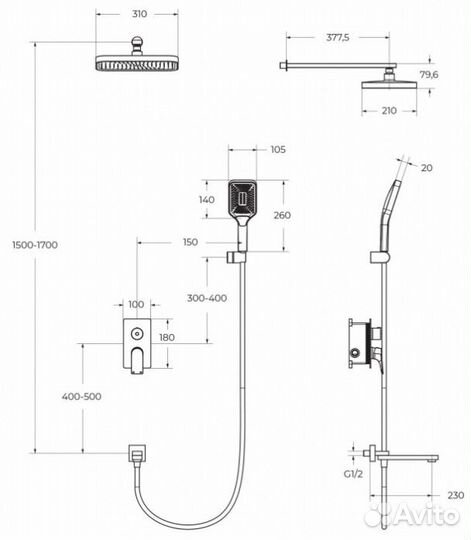 Душевая система встраиваемая BelBagno DUE-vdset-CR