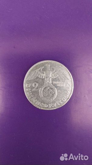 Монета серебро 1 марка 1914 год и 1937 Германия