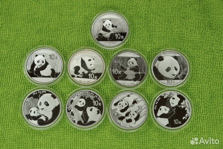 Серебряная монета панда 2011-2023