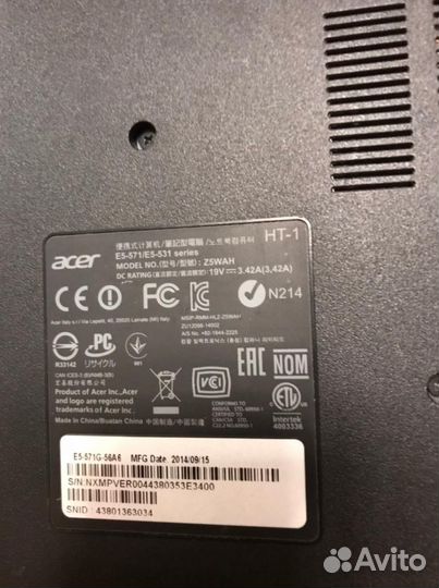 Ноутбук Acer E5-571G на восстанов или в разбор