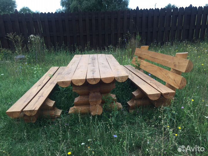 Стол с лавками дуб