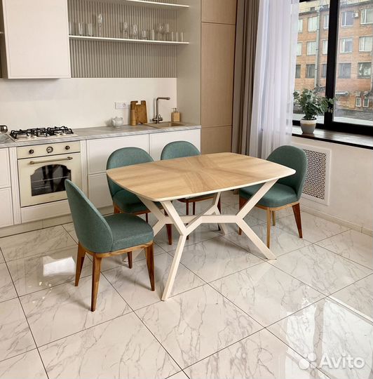 Раздвижной стол лофт из шпона Дуба + 