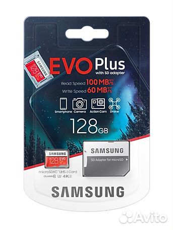 Карта памяти microSD Samsung EVO Plus 128 Gb