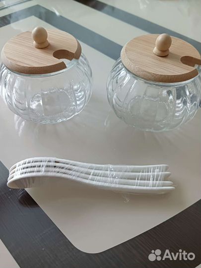 Набор стеклянных банок для специй 2шт Новый