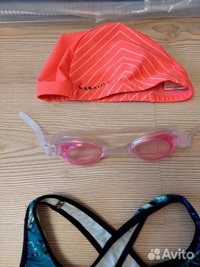 Купальник шапочка и очки