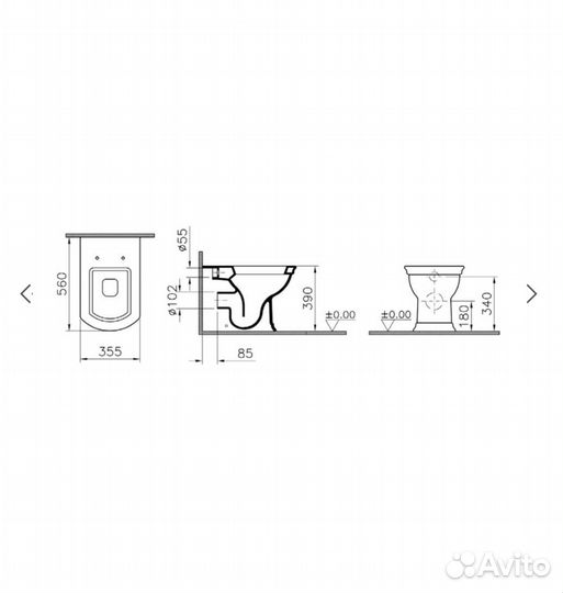 Новый приставной унитаз Vitra + сиденье (доводчик)