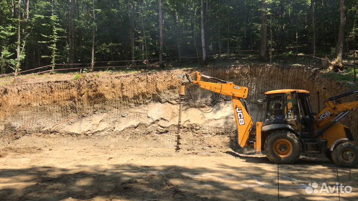 Аренда Экскаватор-погрузчик, ямобур, вилы, гидромо