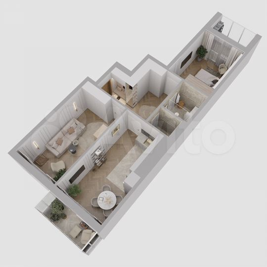2-к. квартира, 70,8 м², 3/5 эт.