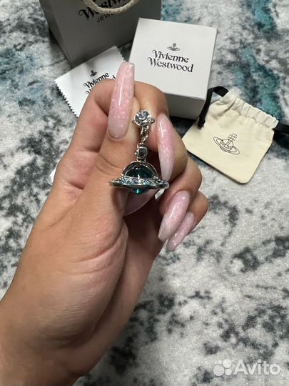 Серьги Vivienne Westwood голубые сатурн