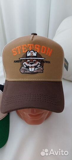 Кепка бейсболка Stetson хлопок зелёный козырёк