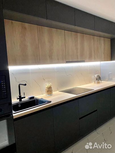 Прямая кухня с мдф фасадами