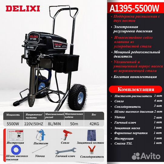 Безвоздушный окрасочный аппарат Delixi DLX-1395