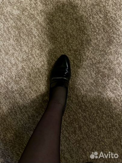Туфли лоферы женские на 40 размер черные лаковые