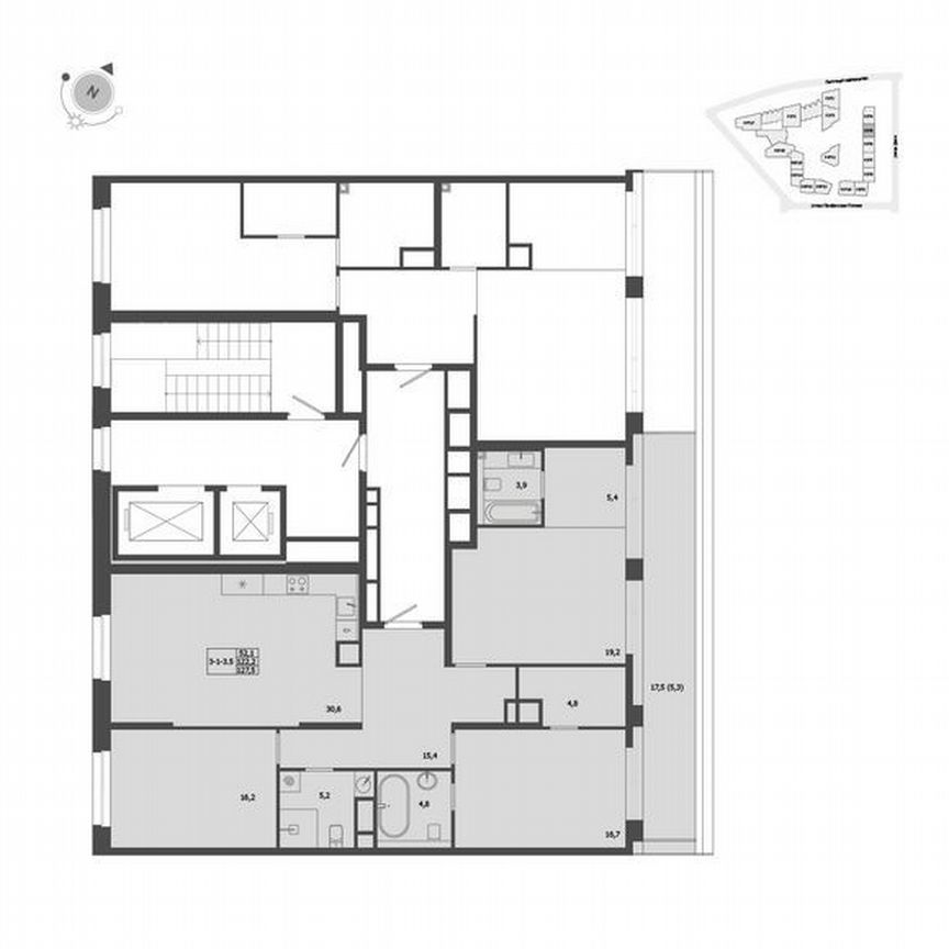3-к. квартира, 127,5 м², 9/9 эт.