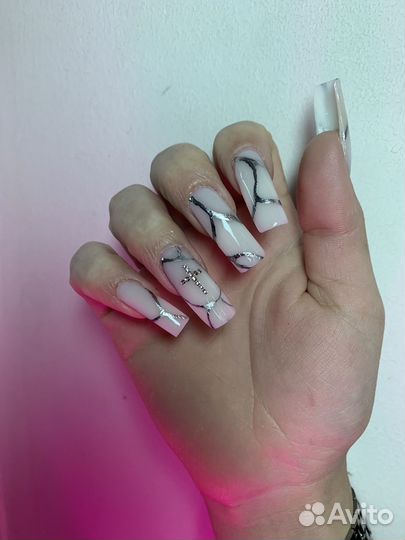 Маникюр с покрытием наращивание