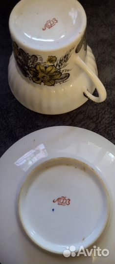 Кофейная пара костяной фарфор лфз СССР