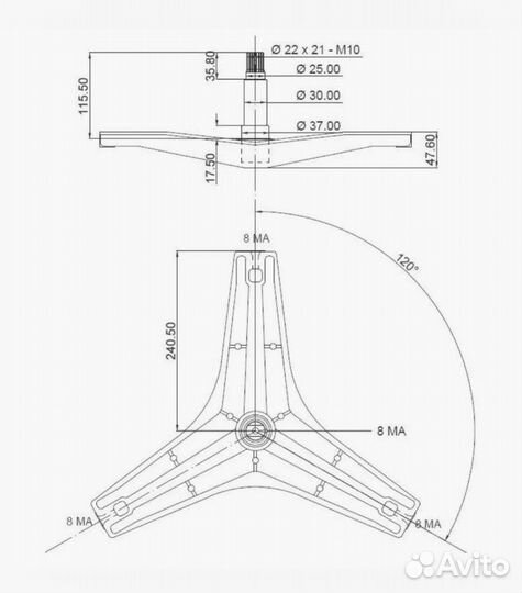 Крестовина LG Cod 724 4434ER1005A подш 205/206 вт