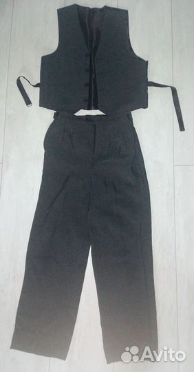 Костюм брюки жилет, серый, рост 128