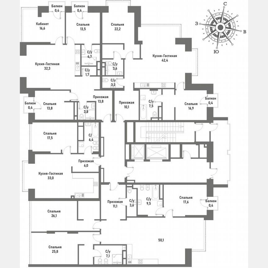 2-к. квартира, 106,3 м², 12/15 эт.