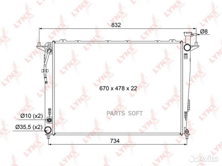 Lynxauto RB1087 Радиатор KIA sorento II 09- 2.4 AT