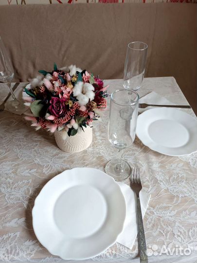 Букет сухоцветов в кашпо. Не завянет