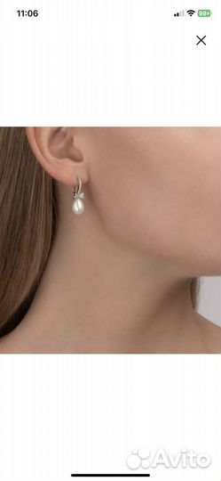 Серьги серебряные с жемчугом