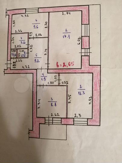 3-к. квартира, 62,8 м², 3/3 эт.