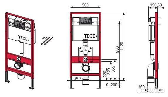 Tece 9400412 Инсталляция 4в1 кнопка хром. глянец