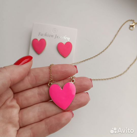 Цепочка серьги сердечки новые
