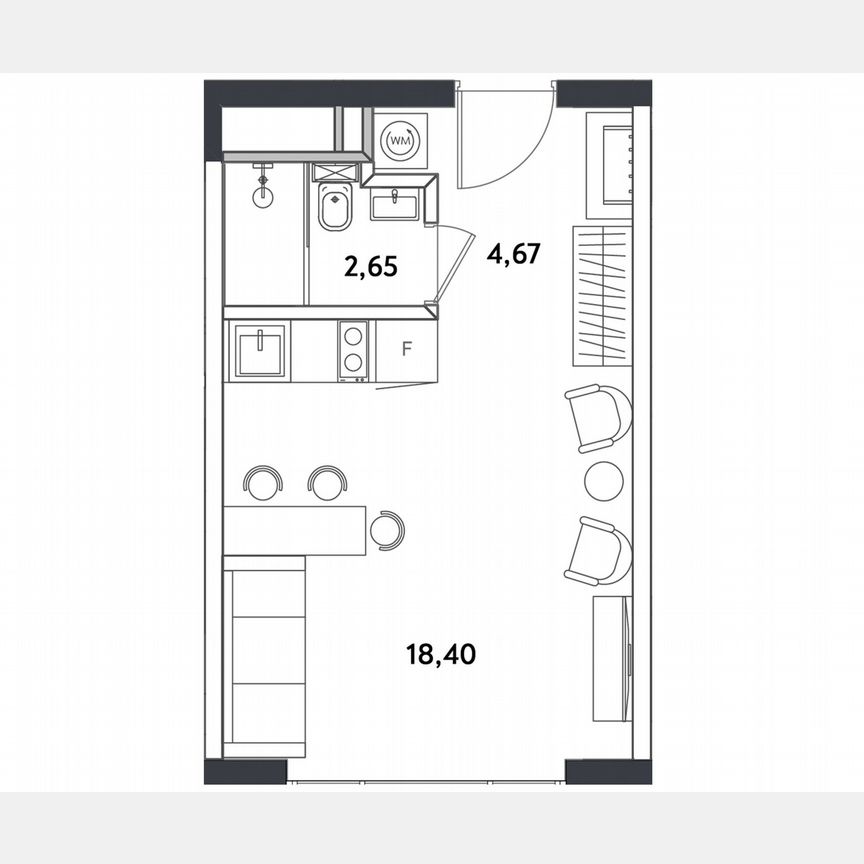 Апартаменты-студия, 26,2 м², 24/24 эт.