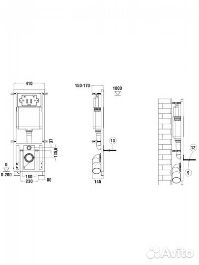 WW marberg 410 Инсталляция для унитаза без кнопки
