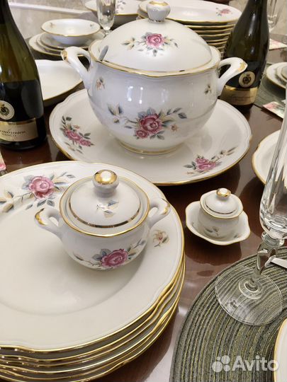 Сервиз столовый СССР «Роза» фарфор
