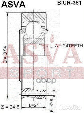 ШРУС внутренний зад прав/лев biur361 asva