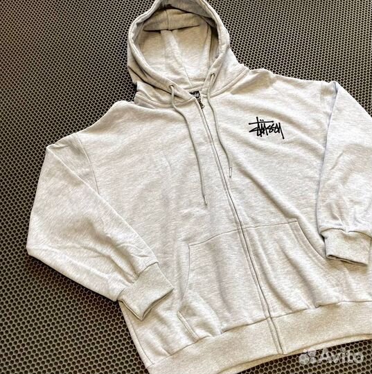 Зип худи stussy серая