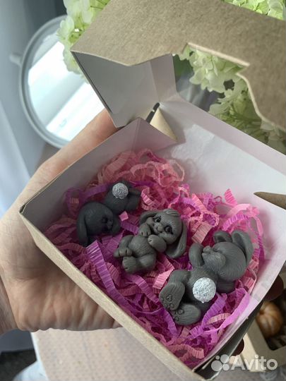 Мыло ручной работы зайчики и мандарин