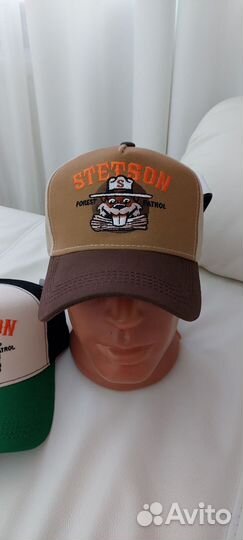 Кепка бейсболка Stetson хлопок зелёный козырёк