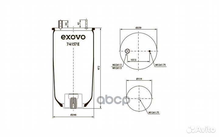Пневморессора ROR 4157NP05/09 верх. площадка