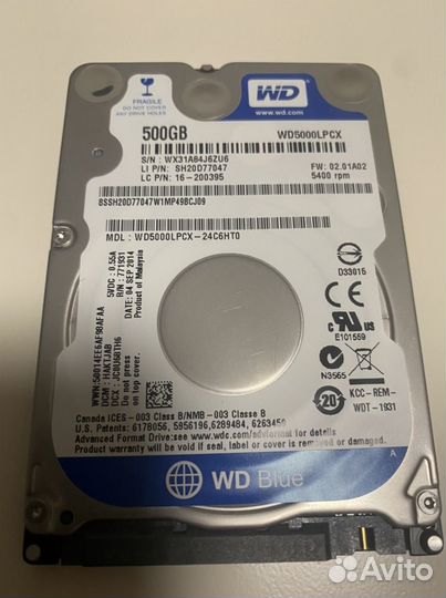 Жесткий диск 500 гб HDD для ноутбука