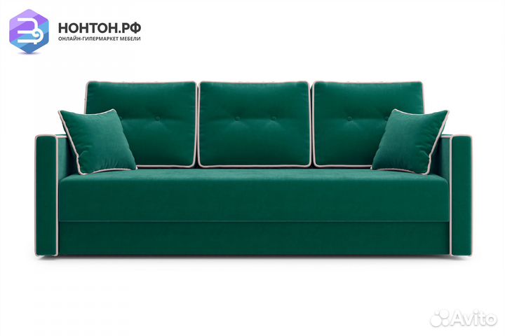 Диван еврокнижка Леон 3-х местный изумрудный