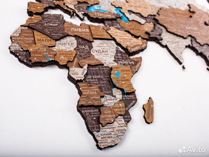 Деревянная карта мира 3D настенная, Ставрополь