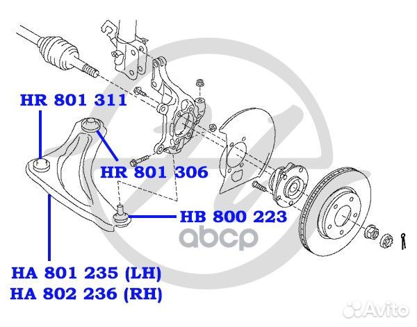 Рычаг передней подвески, нижний, левый HA801235